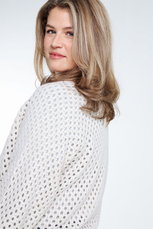 Lang, effen, opengewerkt vest in wol-Paprika-5