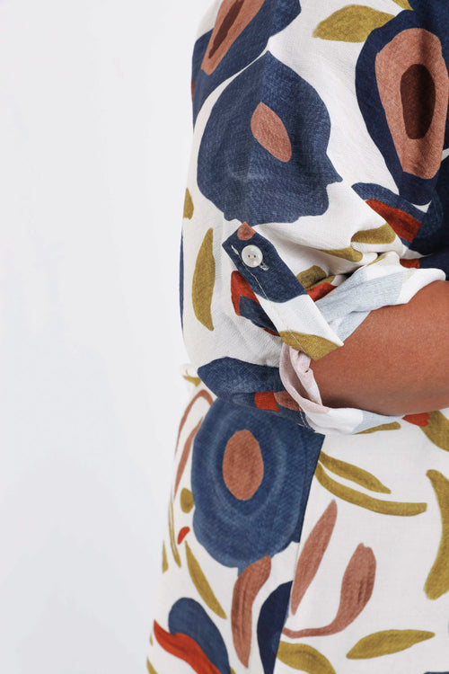 Lange blouse van viscose met klaproosprint-Paprika-5