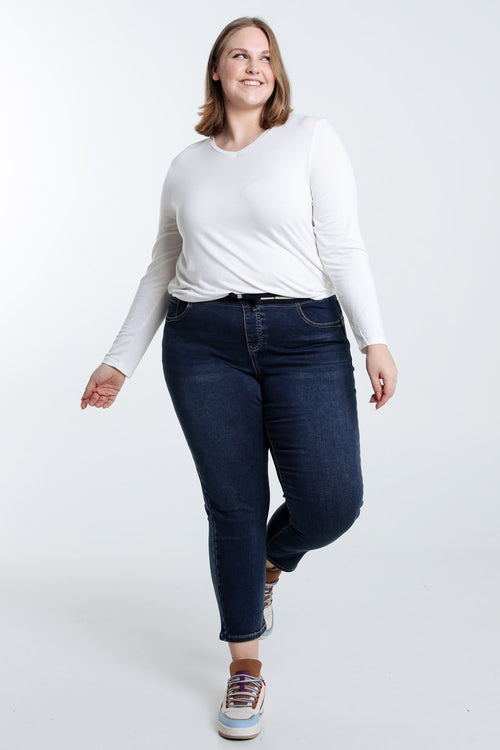 Slim 7/8-jegging in jeans met sportieve riem-Paprika-9