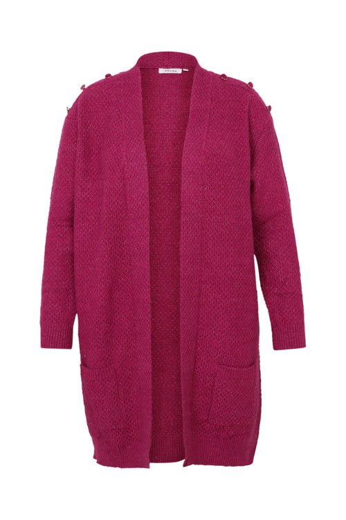 Lange, effen cardigan met sjaalkraag en decoratieve knopen-Paprika-10