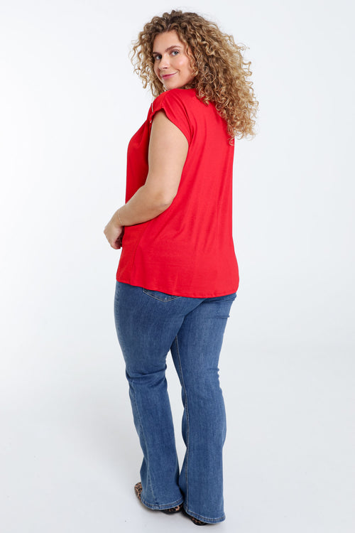 T-shirt met twee stoffen-Paprika-2