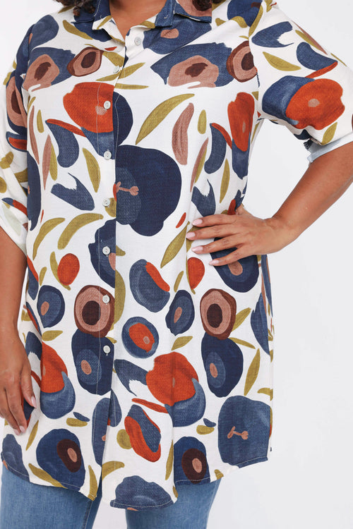 Lange blouse van viscose met klaproosprint-Paprika-4