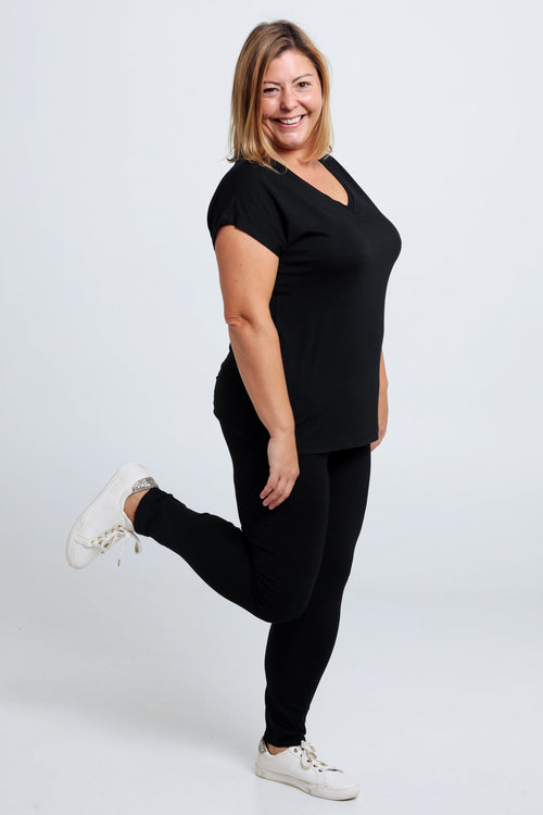 Effen slim 7/8-legging in viscose-Paprika-4