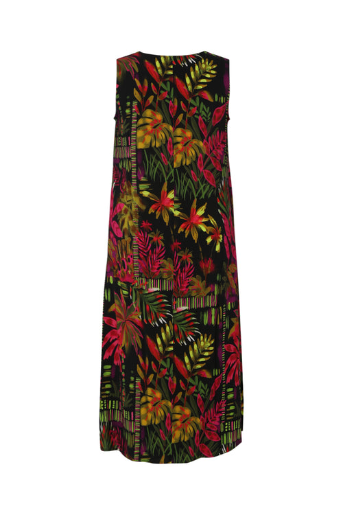 Lange jurk van viscose met bloemenprint-Paprika-11