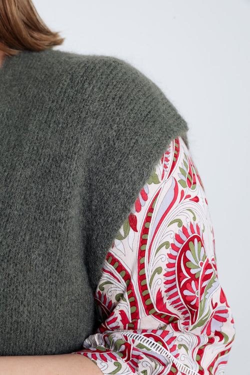 Effen mouwloos vest-Paprika-4