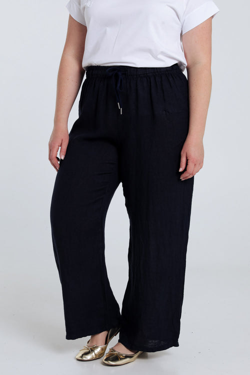 Effen linnen broek-Paprika-1