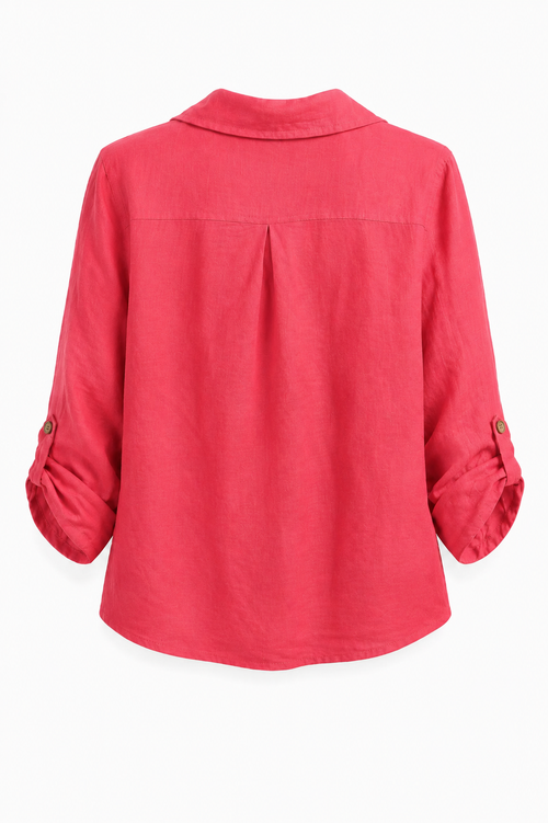 Blouse van effen linnen-Paprika-2