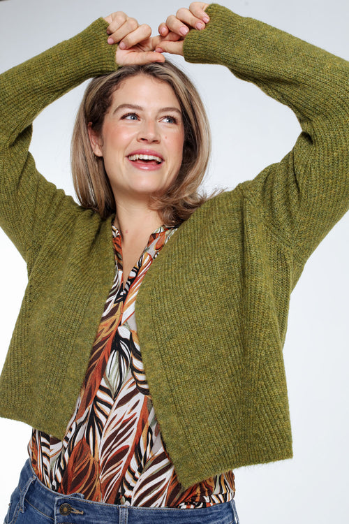 Kort, effen vestje voor jurk in wol-Paprika-5