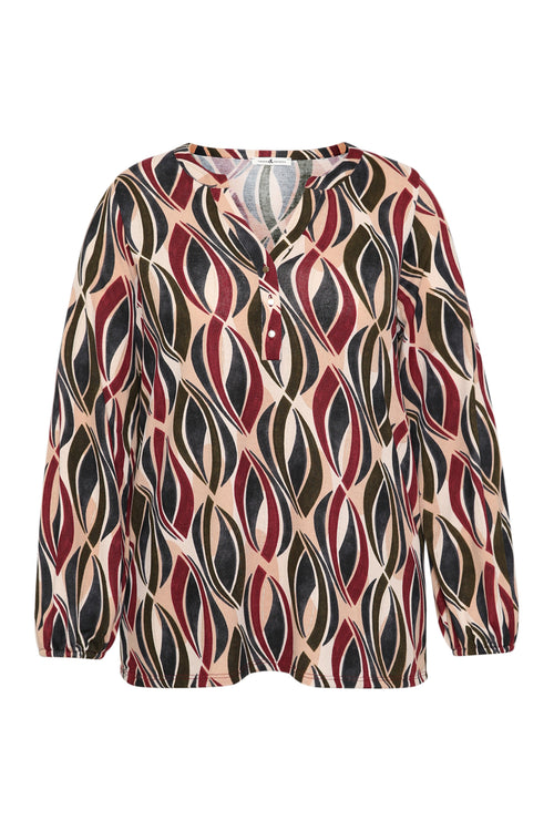 T-shirt van warme stof met grafische print-Paprika-1