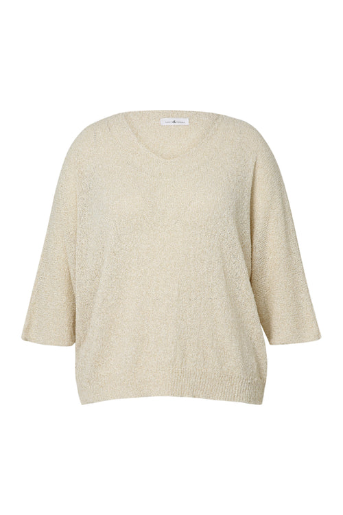 Doosvormige trui in katoen met lurex-Paprika-10