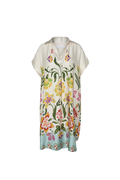 Jurk van viscose met bloemenprint-Paprika-2