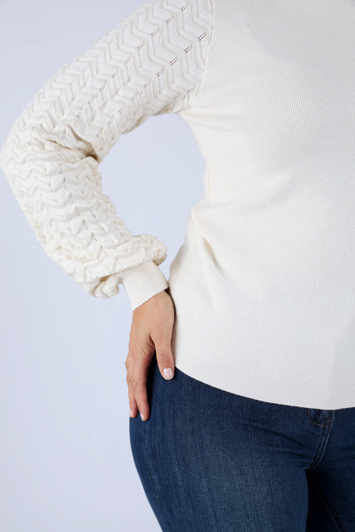 Pull uni avec manches chevrons-Paprika-1