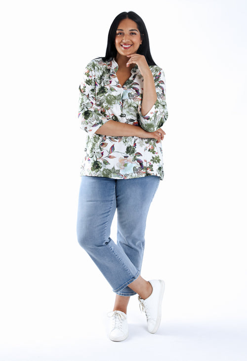 Blouse en viscose imprimé fleuri-Paprika-7