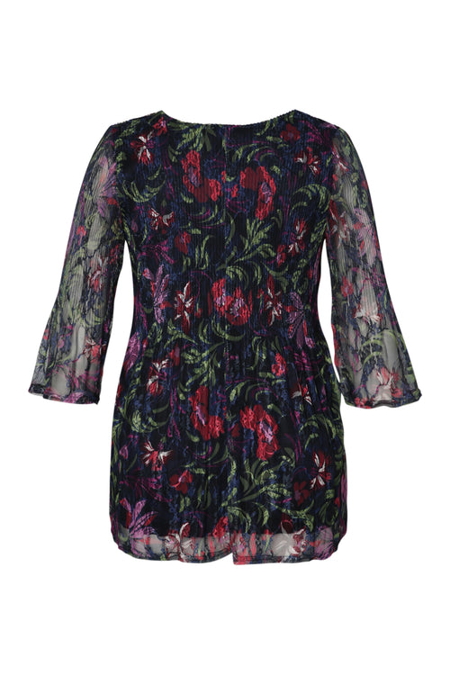 Tunique en dentelle imprimé fleurs folk-Paprika-9