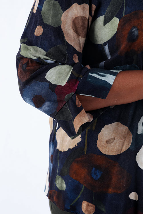 Blouse van viscose met klaprozenprint-Paprika-4