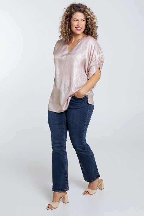 Blouse brillante à manches ballons-Paprika-6