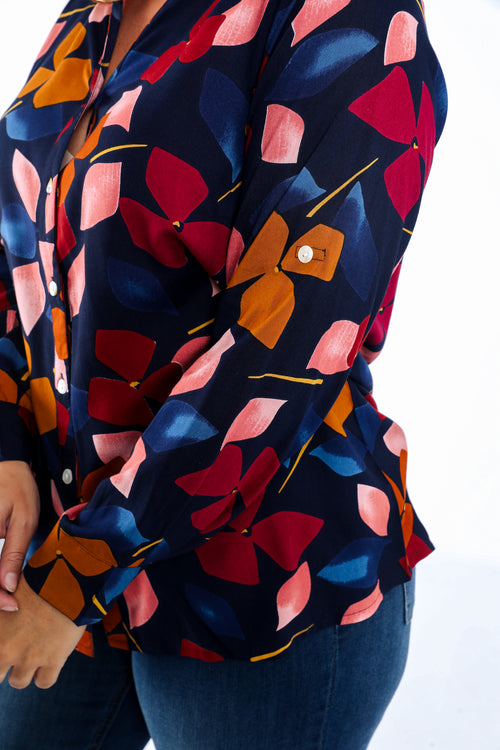 Blouse van viscose met bloemenprint-Paprika-4