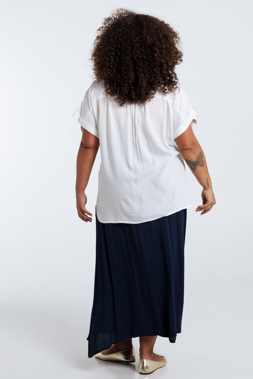 Blouse van viscose met lurexstrepen-Paprika-2