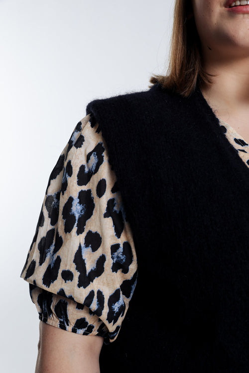 Effen mouwloos vest-Paprika-4