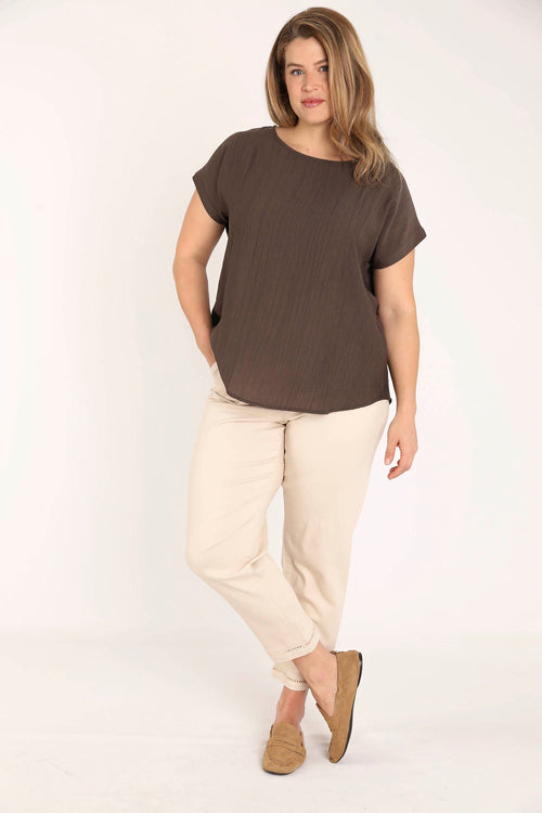 Blouse en viscose unie-Paprika-7
