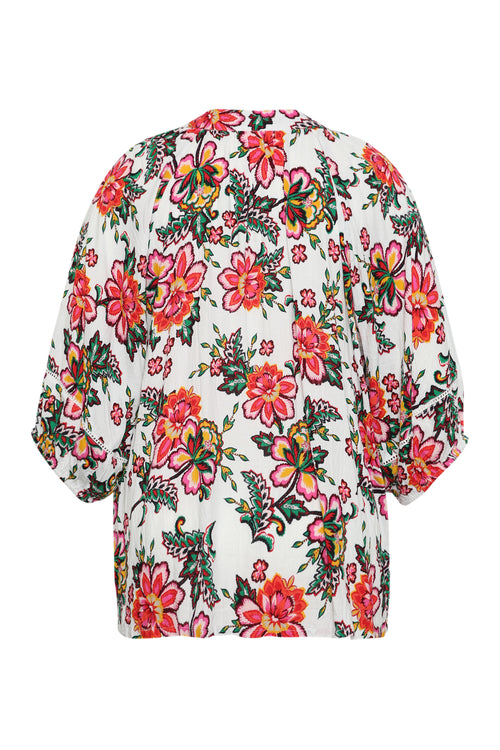 Blouse en viscose imprimé fleuri-Paprika-11