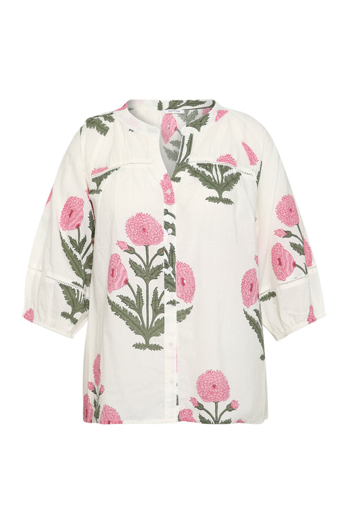 Blouse en coton imprimé fleuri-Paprika-1
