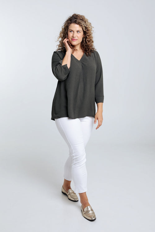 Losse, effen blouse-Paprika-6