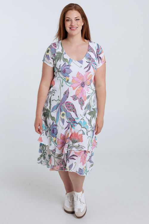 Katoenen mousseline jurk met bloemenprint-Paprika-7