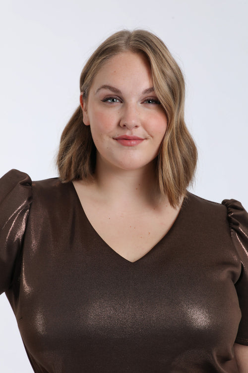 Effen jurk met satijneffect-Paprika-2