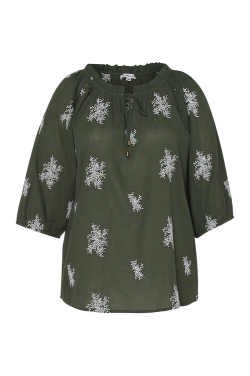 Katoenen blouse met bloemenborduursels-Paprika-2