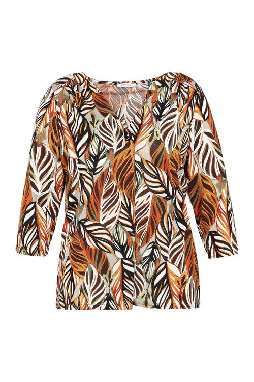 T-shirt met verenmotief-Paprika-10