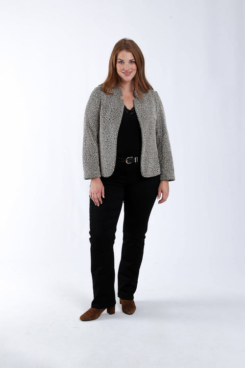 Veste jacquard bicolore avec lurex-Paprika-5