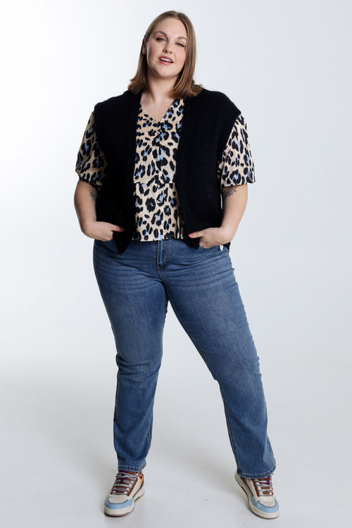 Effen mouwloos vest-Paprika-7