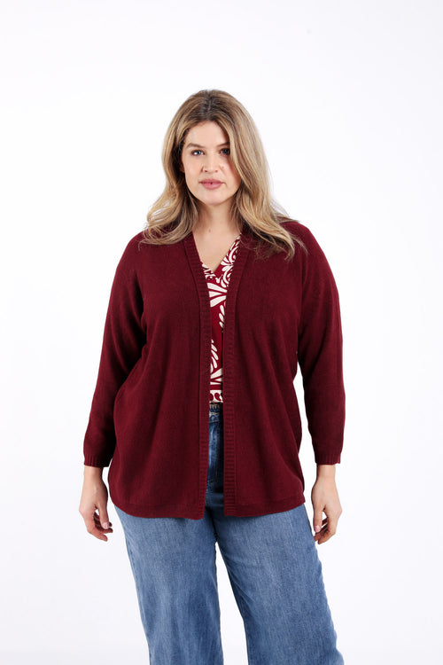 Lange cardigan in effen viscose-Paprika-1