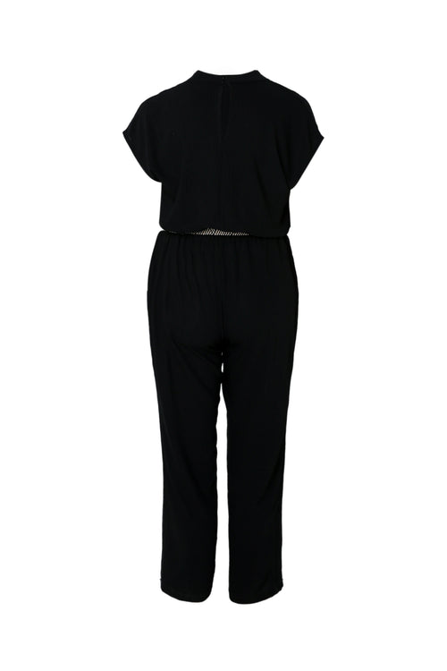 Eénkleurige jumpsuit met riem-Paprika-11