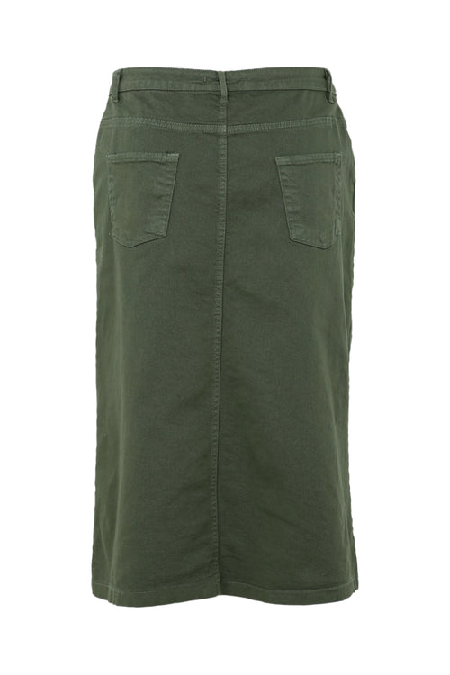 Halflange, effen rok met split vooraan-Paprika-11