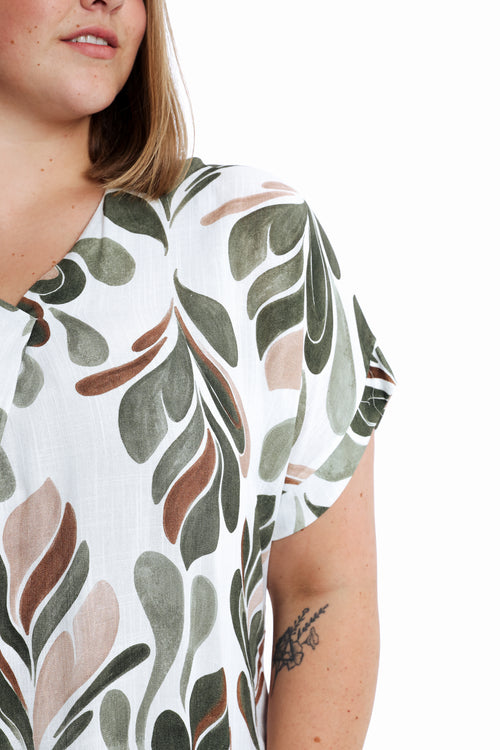 Blouse van viscose met bladprint-Paprika-5