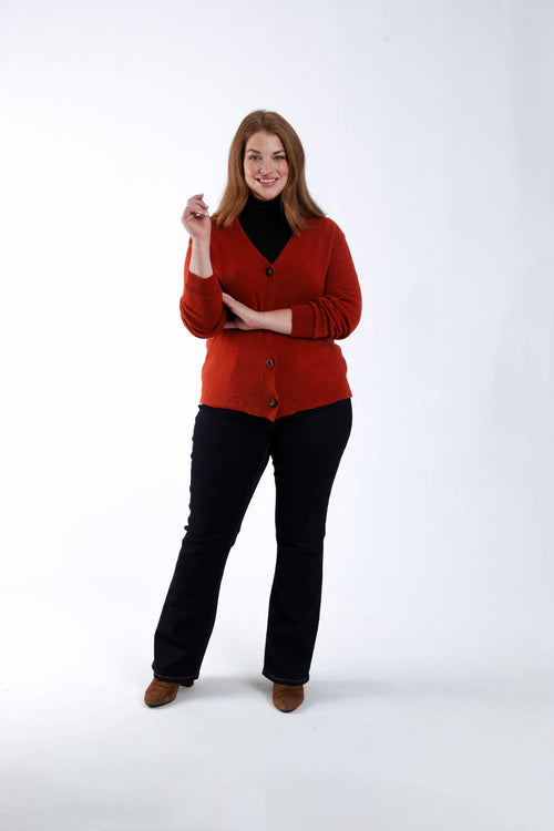 Effen cardigan-Paprika-6