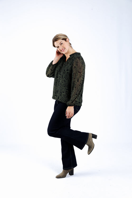 Blouse bicolore imprimé cachemire-Paprika-8