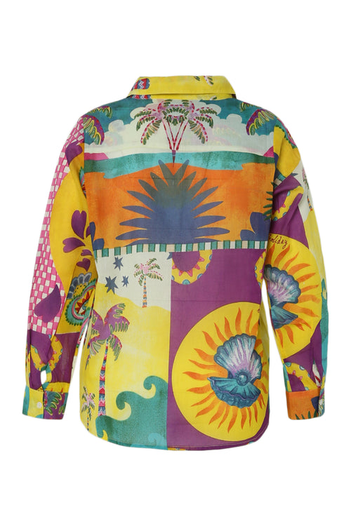 Blouse van tropisch bedrukt katoen-Paprika-2