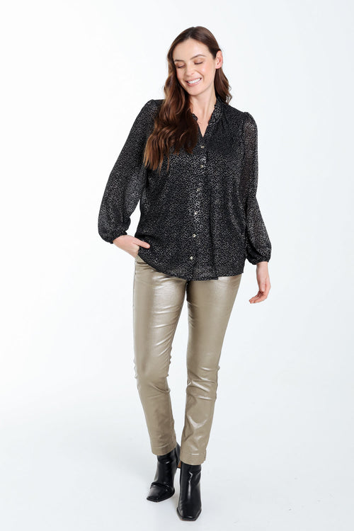 Blouse met stippenprint en folie-Paprika-8