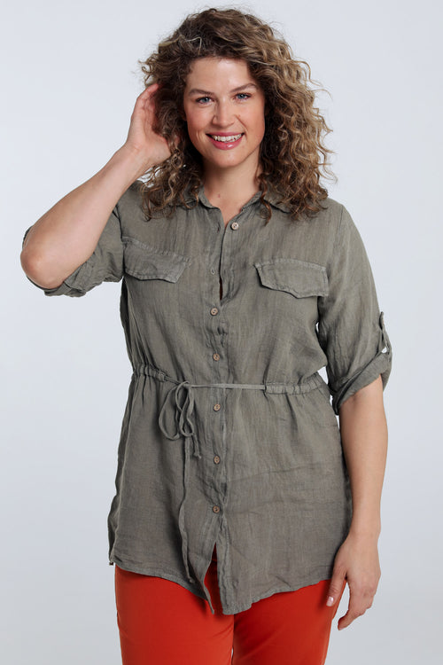 Effen linnen tuniek-Paprika-1