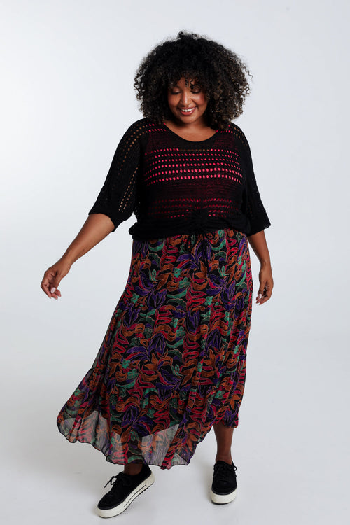 Korte, effen trui in viscose-Paprika-9