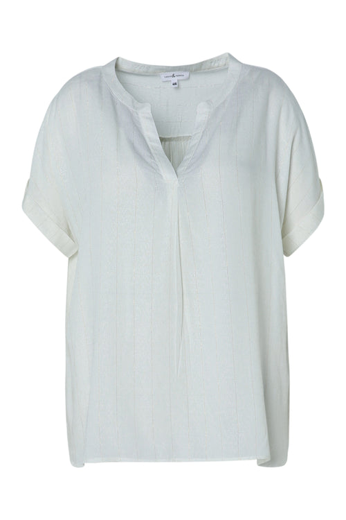 Blouse van viscose met lurexstrepen-Paprika-10