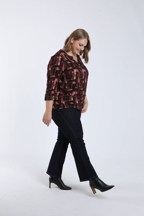 Blouse van bedrukte viscose met grafisch dessin-Paprika-6