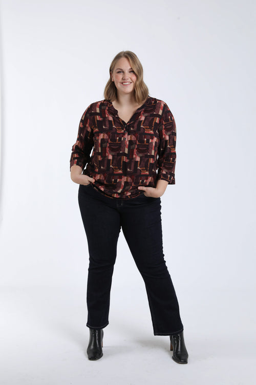 Blouse van bedrukte viscose met grafisch dessin-Paprika-5