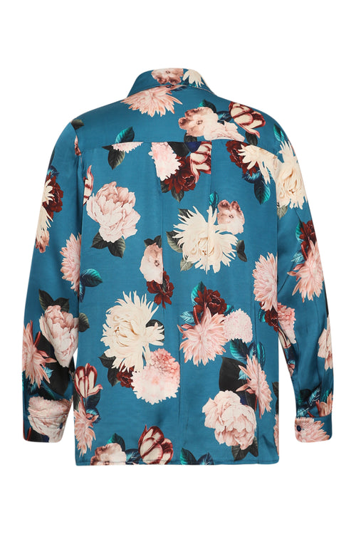 Overhemd van viscose met bloemenprint-Paprika-2