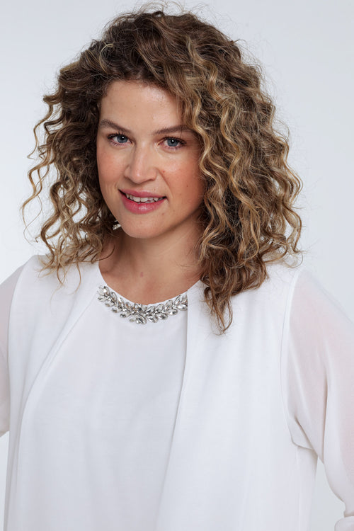 Effen blouse met sieraden-Paprika-3