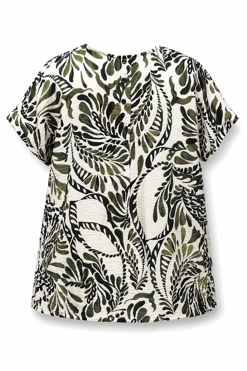 Blouse van tweekleurige viscose met paisleyprint-Paprika-10