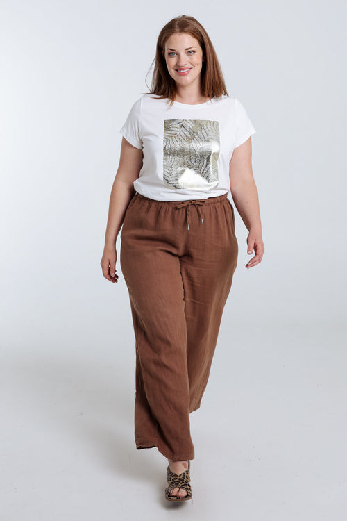 Katoenen T-shirt met folieprint-Paprika-7